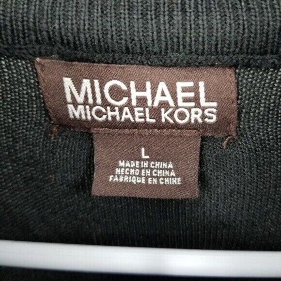 Michael Kors Wool Blend Black Long Sleeved 1/4 Zip Sweater Large Smart Casual - Picture 4 of 9